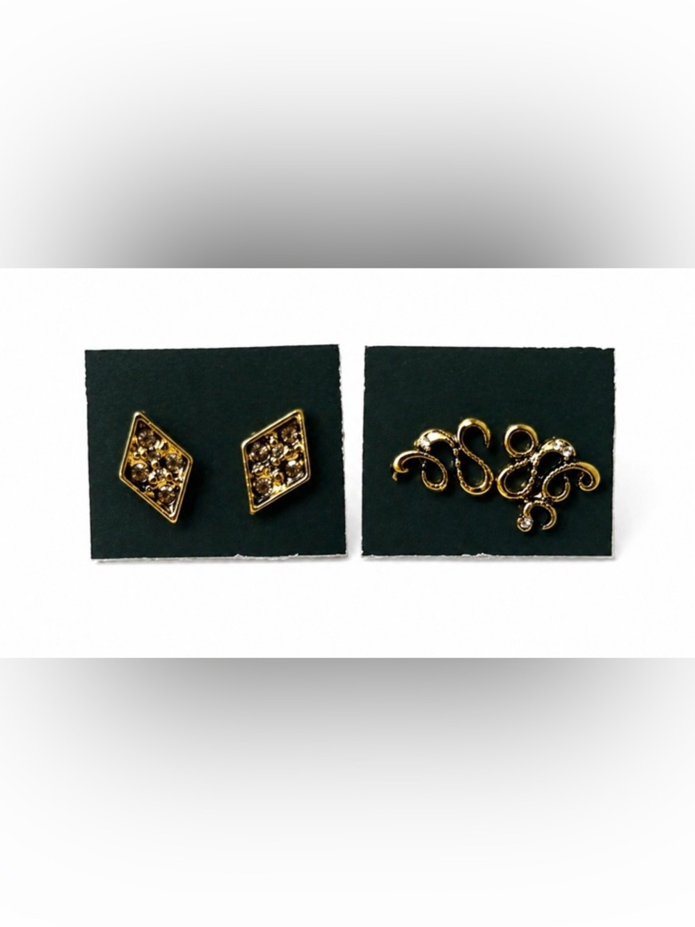 Gold Crystal Accent Earrings and Brooch Set